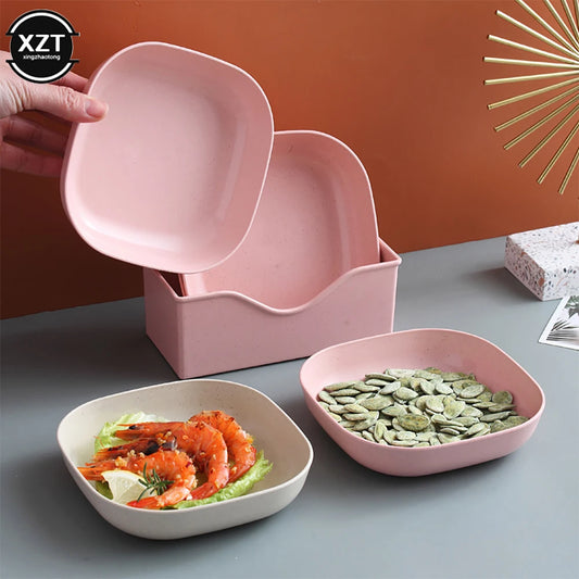 Wheat Straw Dishes Anti-Drop Square Dishes Children Dishes