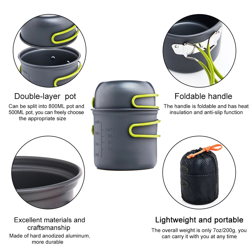 Widesea Camping Cooking Utensils Outdoor Tableware Pot Ultralight