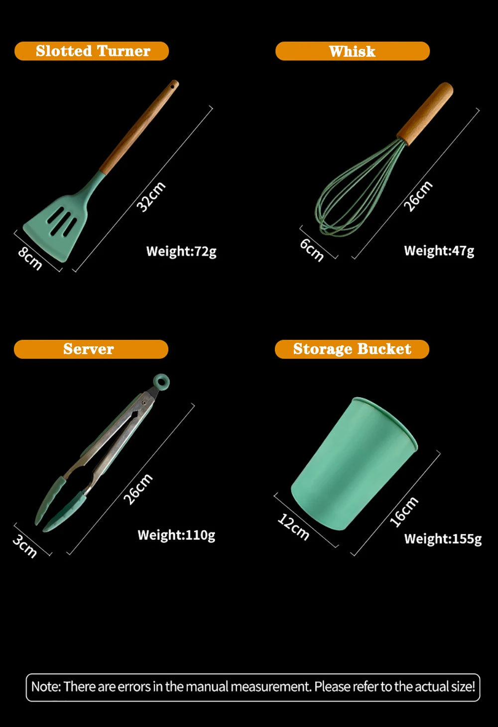 12pcs Silicone Utensils Non-Stick Cookware Spatula Shovel Egg