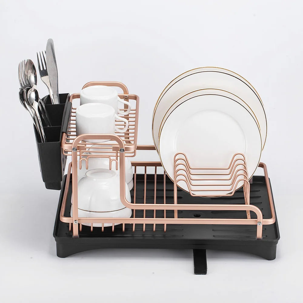 Dish Drying Rack Aluminum Sink Stand Organizer Drainer