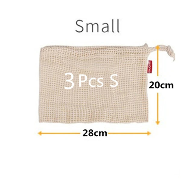 Reusable Cotton Mesh Produce Bags Vegetable Fruit Food