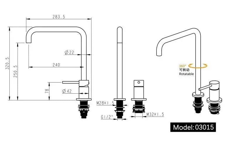 Bagnolux Golden Faucet Rod Ceramic Sheet Valve Core