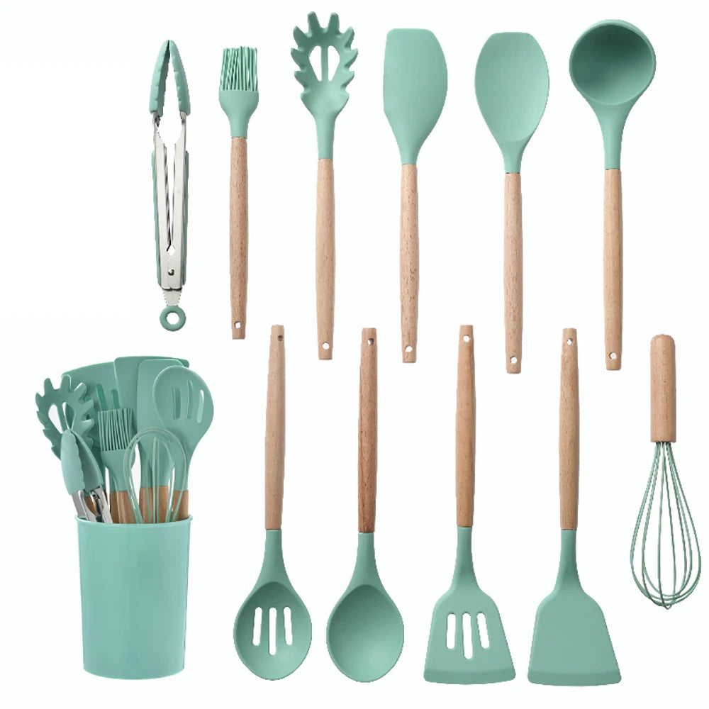12pcs Silicone Utensils Non-Stick Cookware Spatula Shovel Egg