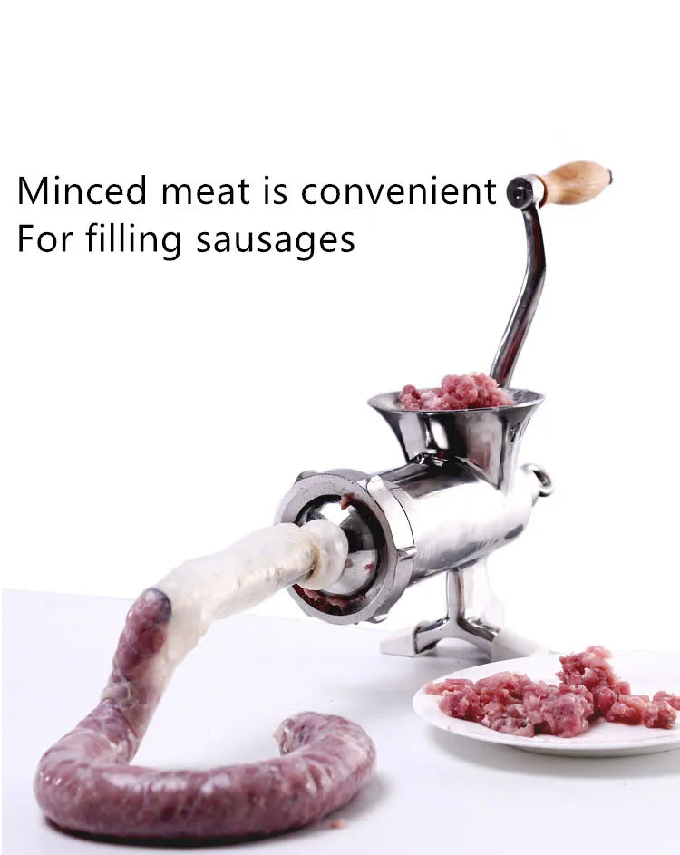 Meat Grinder Mincer Silver Stainless Steel Hand Crank