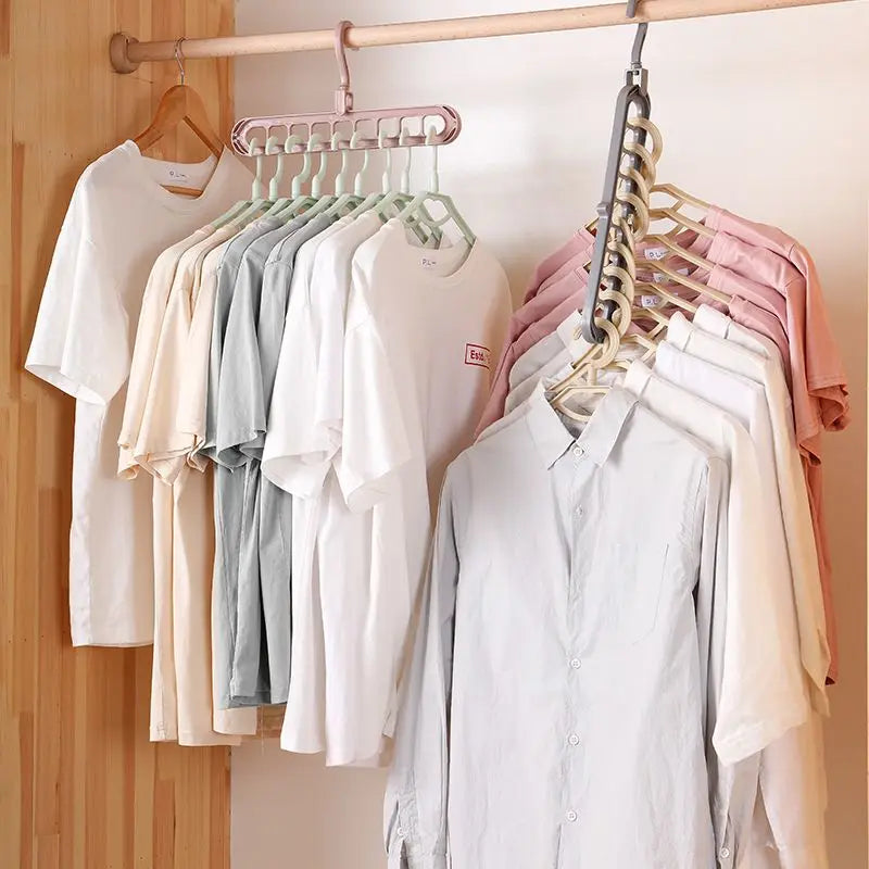 9-Hole Clothes Hanger Rack Closet Organizer Space Saving