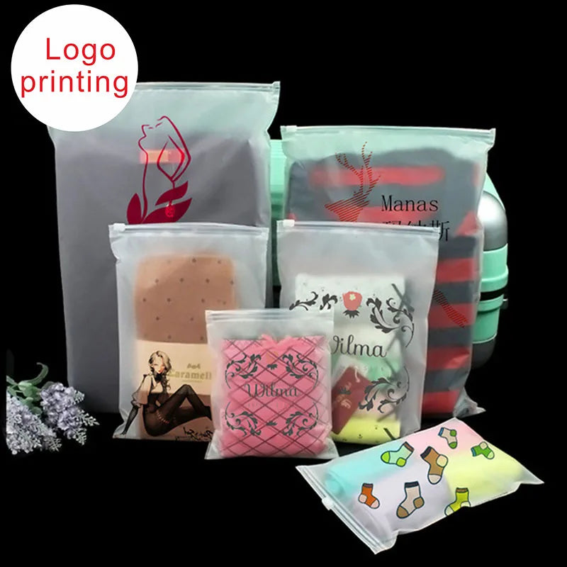 100pcs Frosted Plastic Packaging Bag Travel Storage Bag