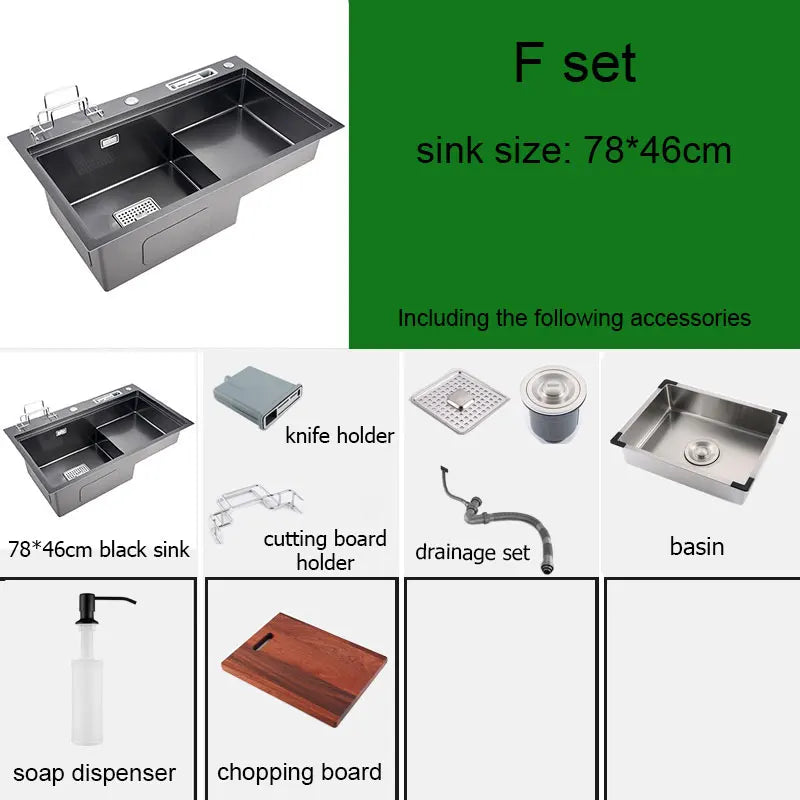 Black High Low Sink Sink Knife Holder Vegetable