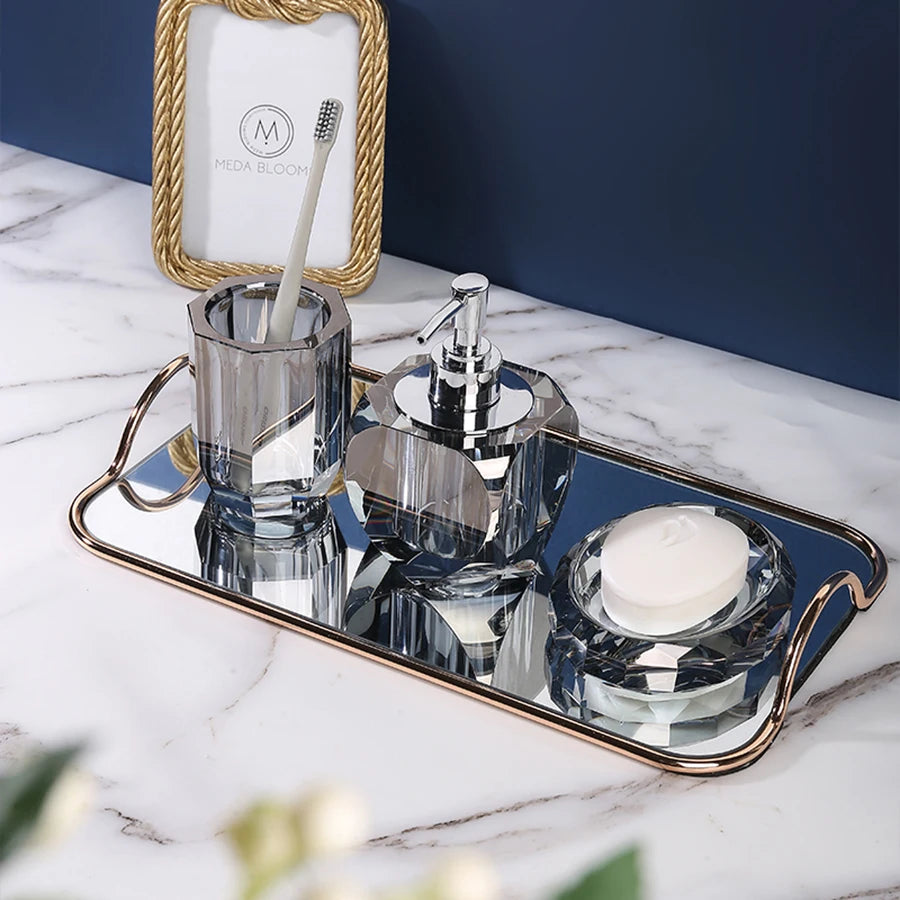 Crystal Glass Bathroom Toothbrush Cup Soap Dish Bottling