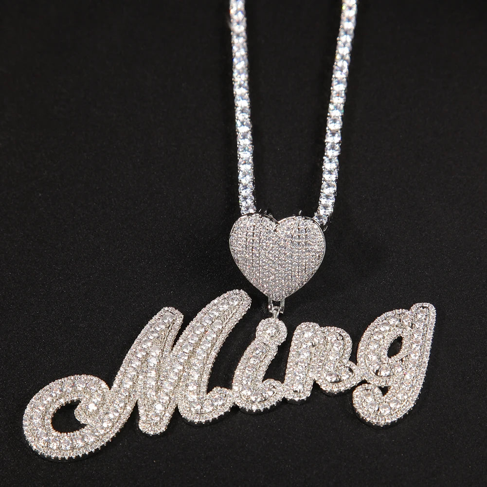 Bling King Heart Bail Custom Brush Script Bubble