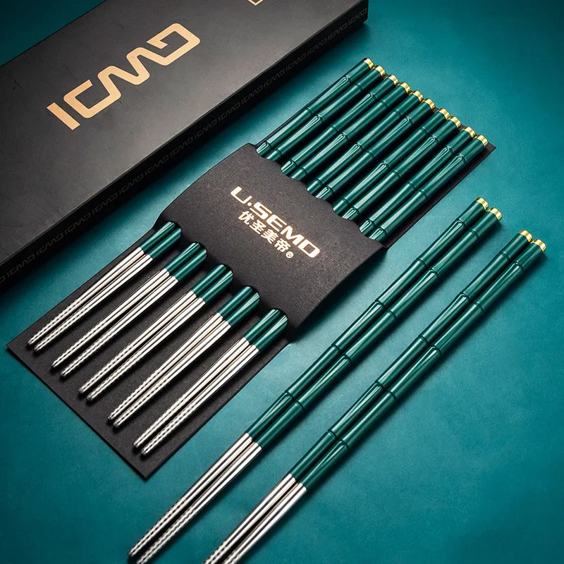 High-End Japanese Stainless Steel Chopsticks Metal Non-Slip Steel