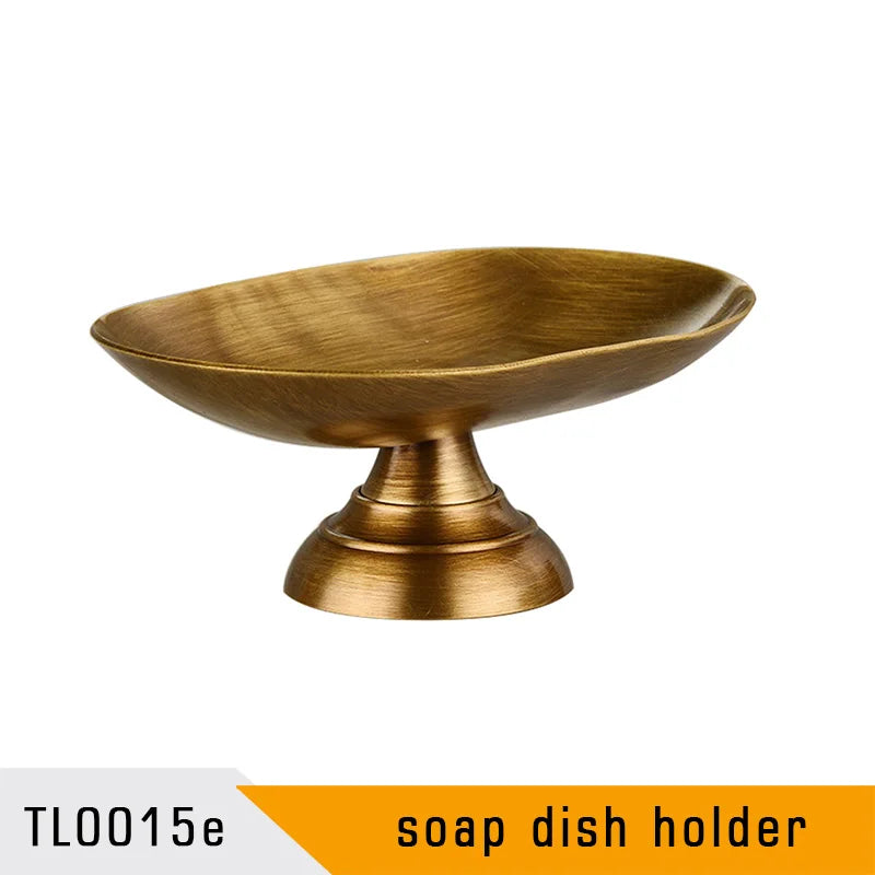 Antique Brass Soap Dish Liquid Soap Dispenser Toothbrush