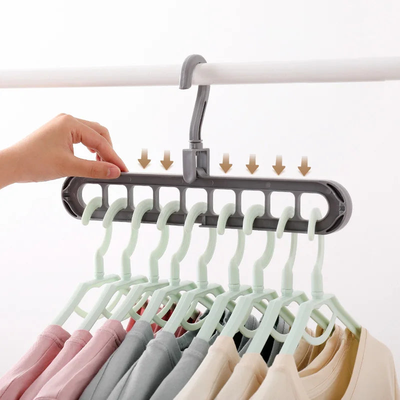 9-Hole Clothes Hanger Rack Closet Organizer Space Saving