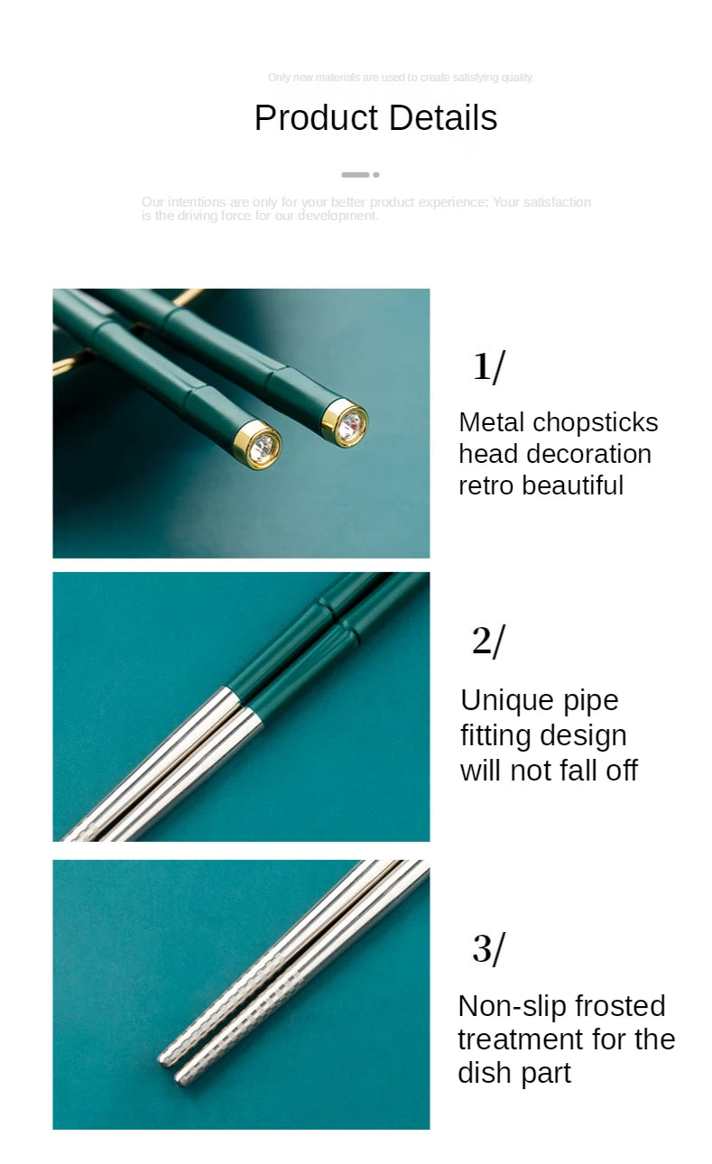 High-End Japanese Stainless Steel Chopsticks Metal Non-Slip Steel