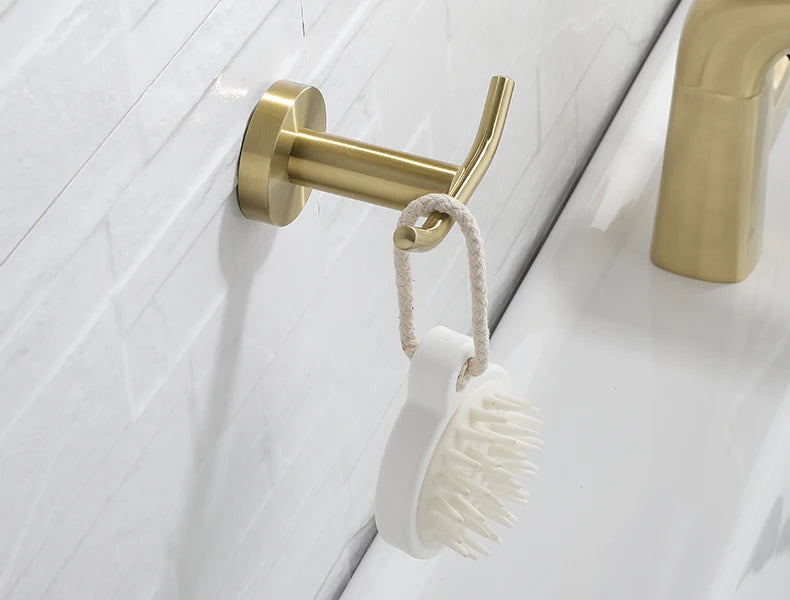 Bathroom Hardware Brushed Gold Toilet Brush Holder Robe