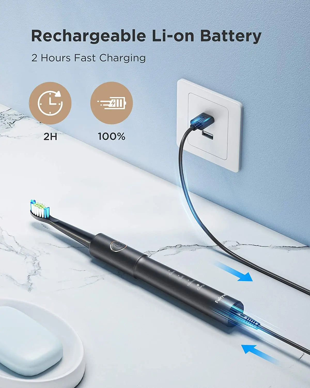 Fairywill Sonic Electric Toothbrush E11 Waterproof Usb Charge