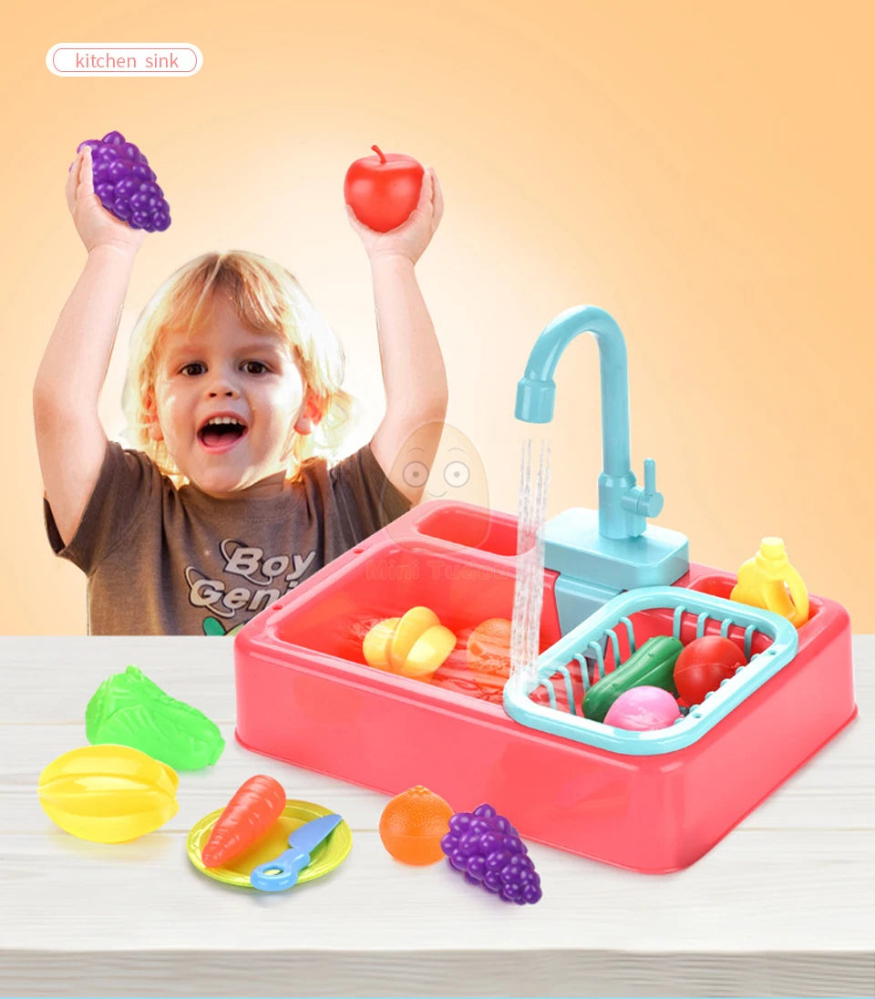 Toy Plastic Dish Wash Sink Children Simulation Pretend