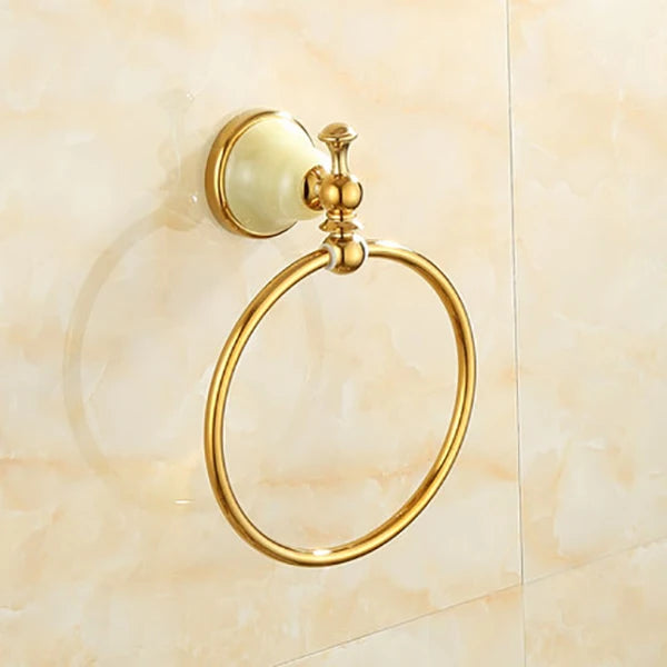 Tuqiu Bathroom Gold Bathroom Shelf Towel Rack Towel