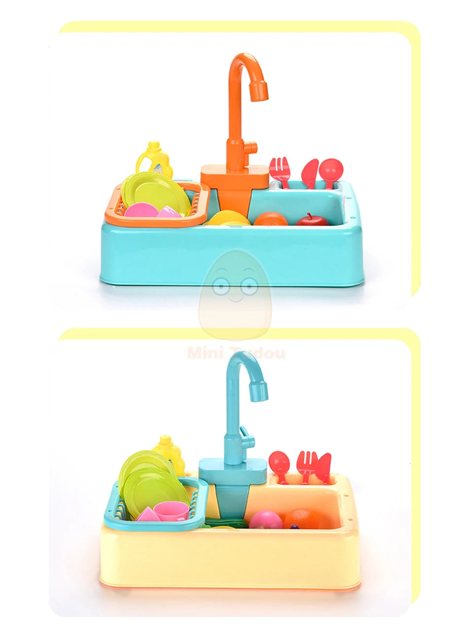 Toy Plastic Dish Wash Sink Children Simulation Pretend