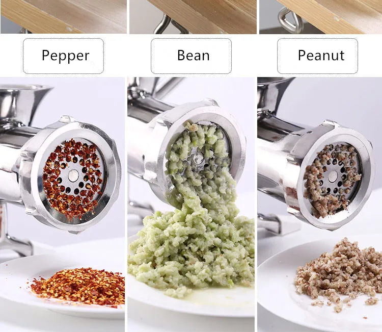 Meat Grinder Mincer Silver Stainless Steel Hand Crank