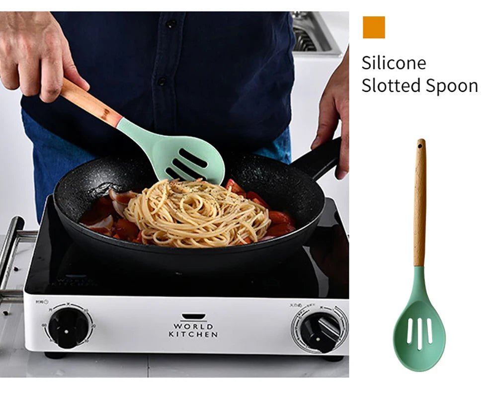 12pcs Silicone Utensils Non-Stick Cookware Spatula Shovel Egg