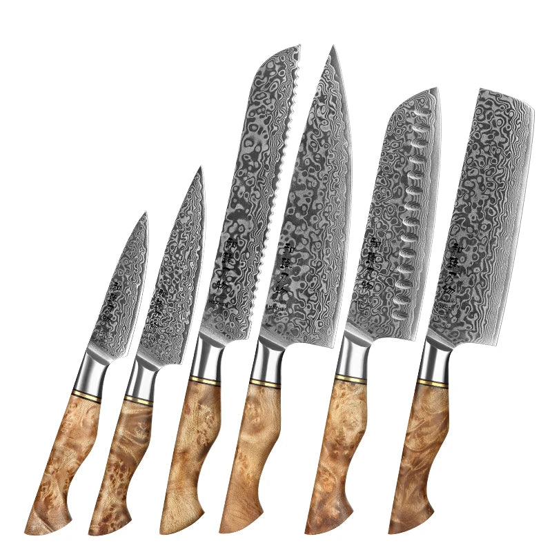 Hezhen Knife 1-7pc Damascus Steel Knives Chef Knife