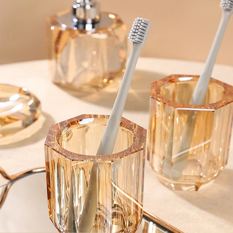 Crystal Glass Bathroom Toothbrush Cup Soap Dish Bottling
