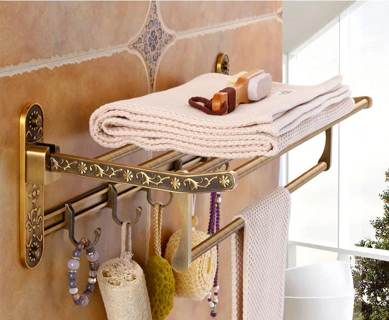 Tuqiu Bathroom Antique Bronze Carved Aluminum Bath Hardware