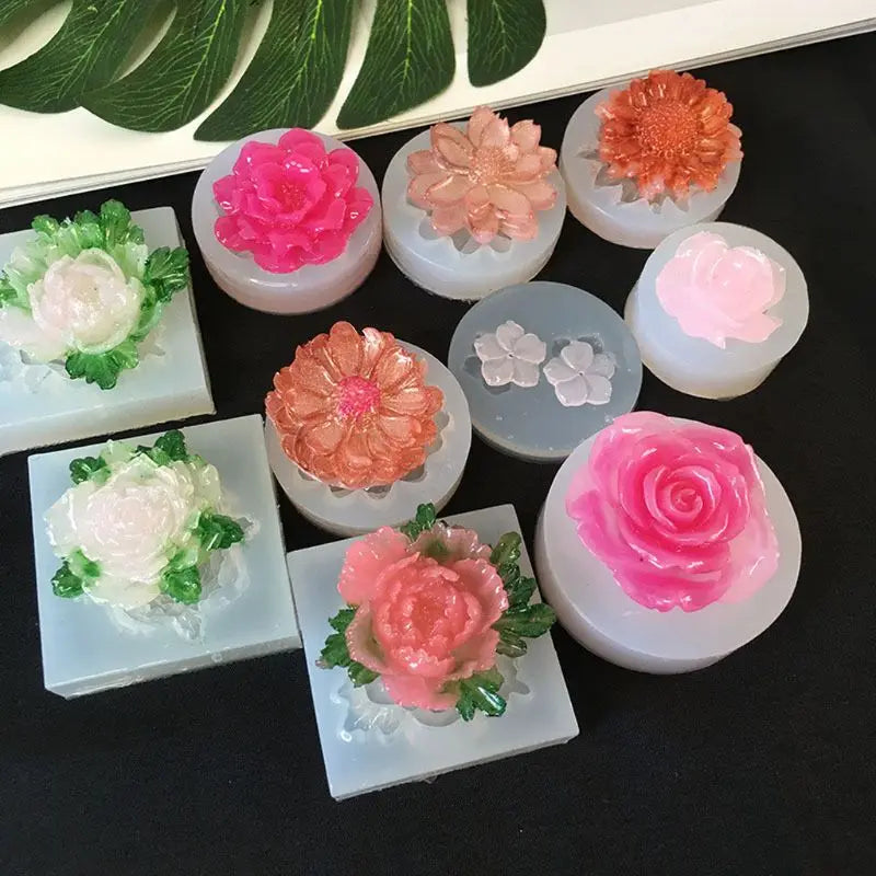 10 Styles 3d Flower Silicone Mold Resin Camellia