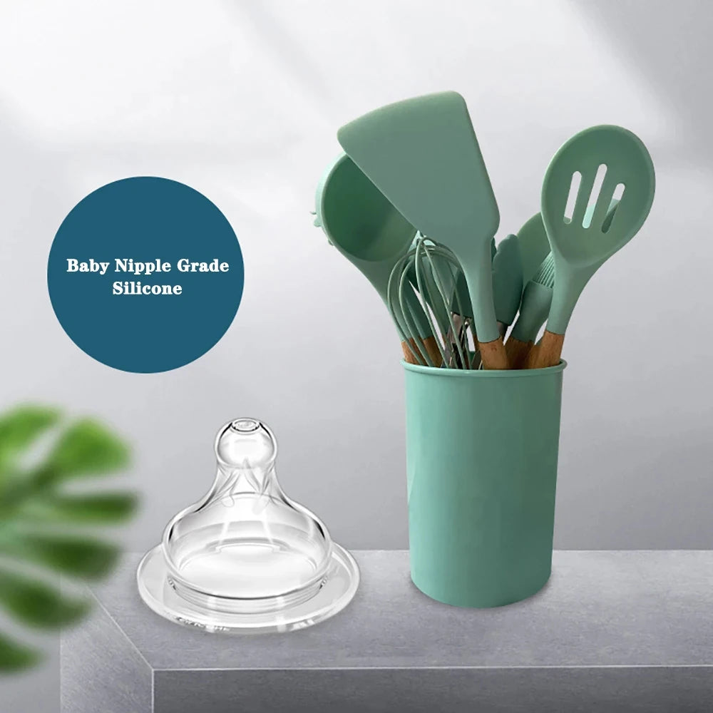 12pcs Silicone Utensils Non-Stick Cookware Spatula Shovel Egg