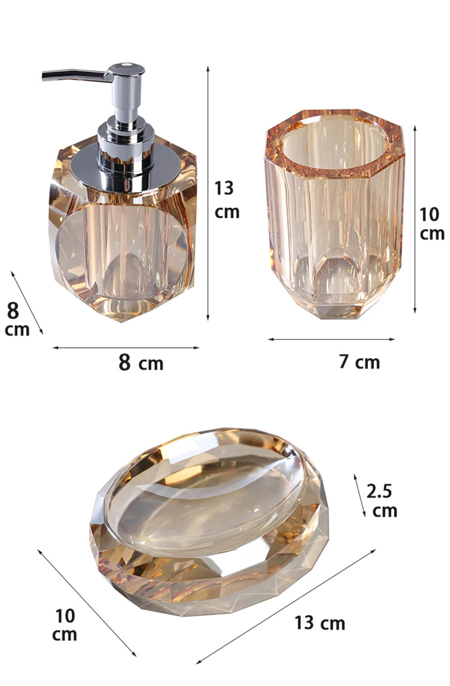 Crystal Glass Bathroom Toothbrush Cup Soap Dish Bottling