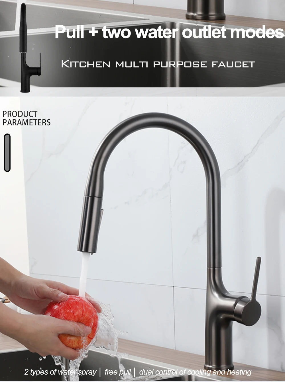 Deck Mounted Faucet Pull Out Mixer Tap Bagnolux