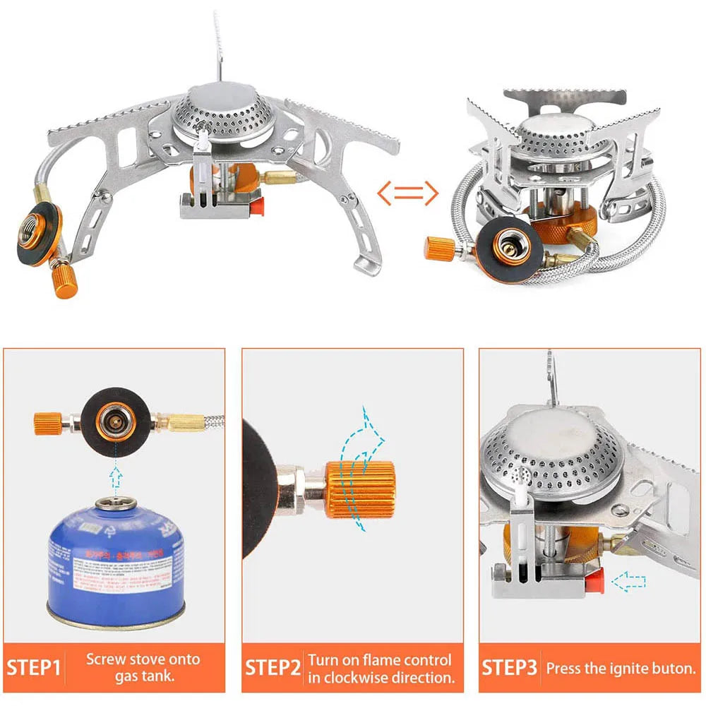 Camping Travel Equipment Tableware Cookware Kit Pots Burner