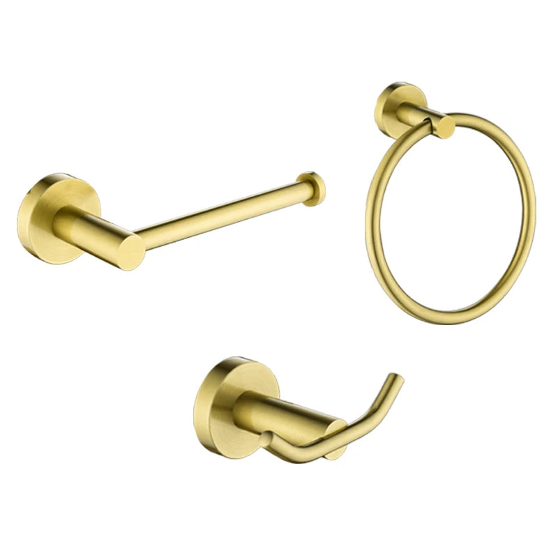 Brushed Gold Bathroom Towel Rack Toilet Brush Roll