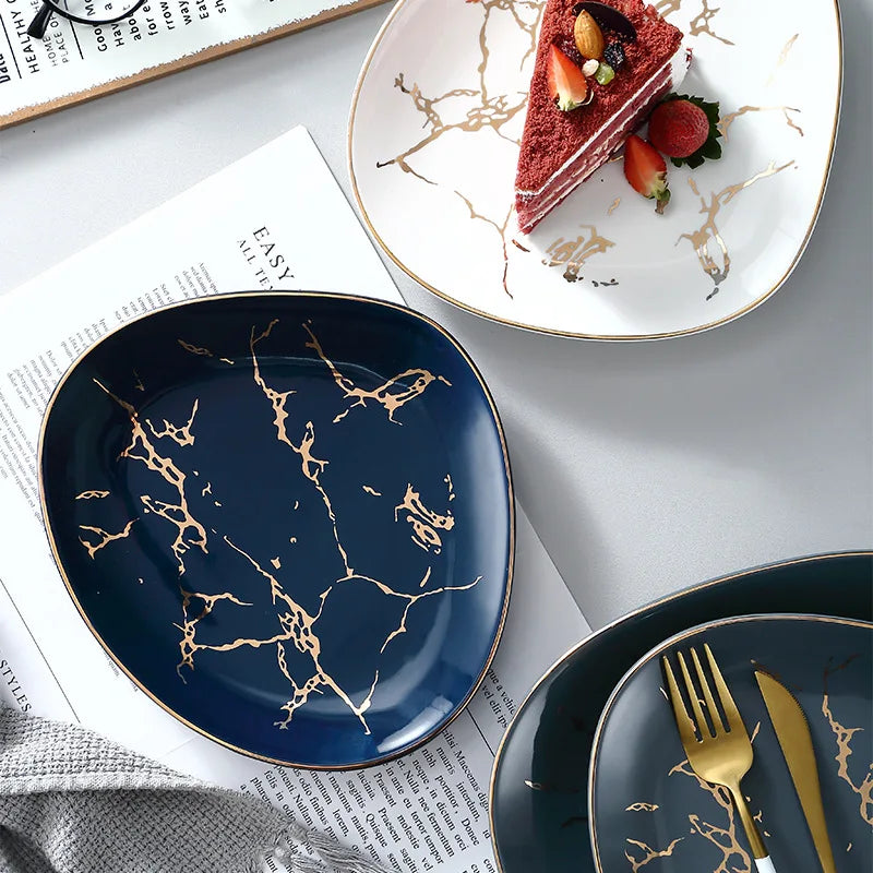 Nordic Dinner Irregular Plates Ins Gold Inlay Dinner