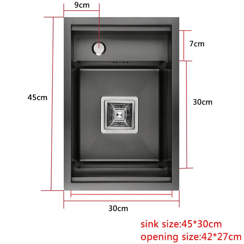 Black Sink Hidden Bowl Bar Small Size Sink