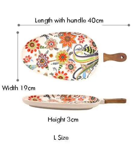 Ceramic Salad Plates Handle Porcelain Dinner Plates Colorful