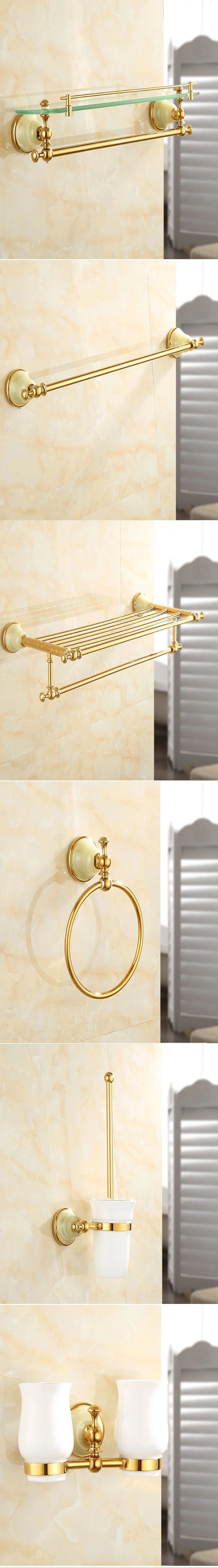 Tuqiu Bathroom Gold Bathroom Shelf Towel Rack Towel