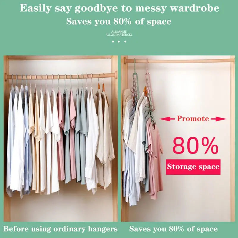 9-Hole Clothes Hanger Rack Closet Organizer Space Saving