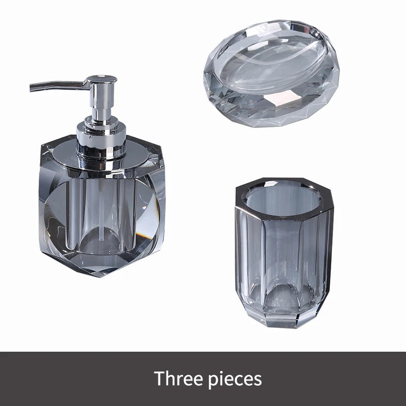 Crystal Glass Bathroom Toothbrush Cup Soap Dish Bottling