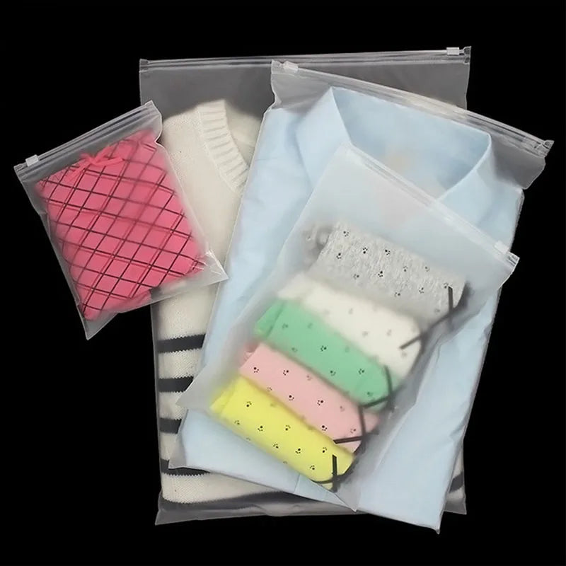 100pcs Frosted Plastic Packaging Bag Travel Storage Bag