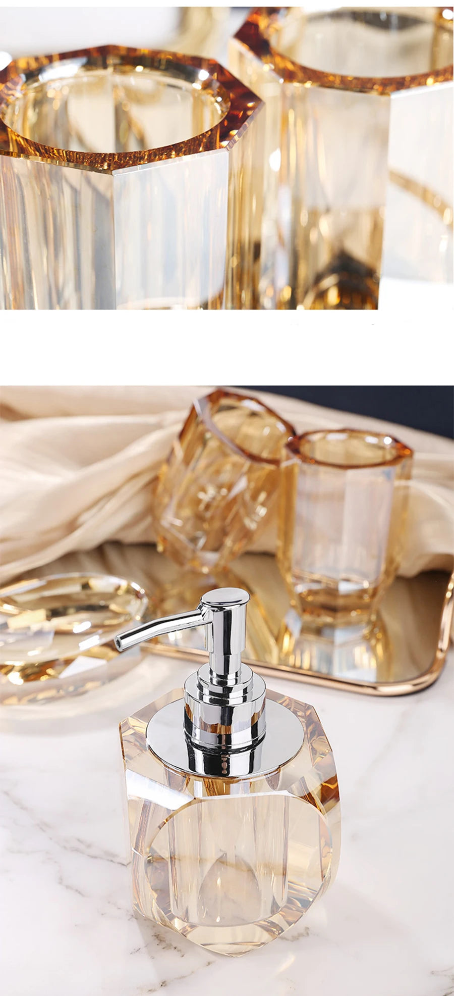 Crystal Glass Bathroom Toothbrush Cup Soap Dish Bottling