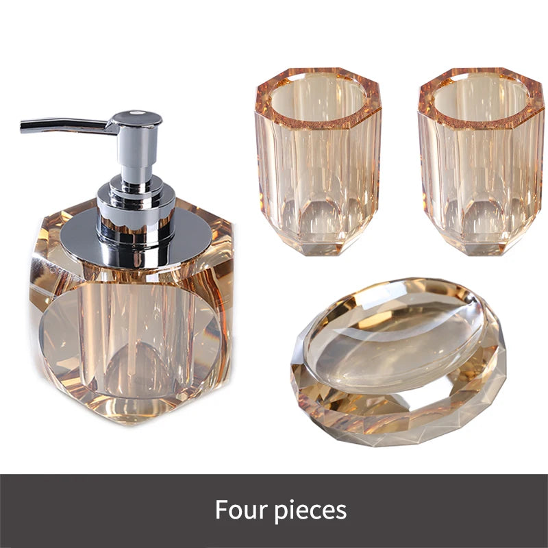 Crystal Glass Bathroom Toothbrush Cup Soap Dish Bottling