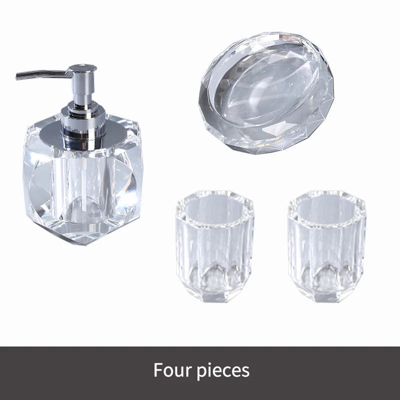 Crystal Glass Bathroom Toothbrush Cup Soap Dish Bottling