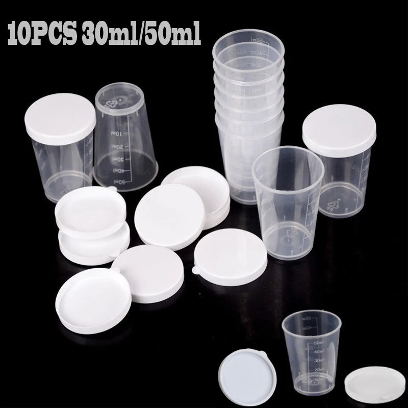 10pcs 30ml/50ml Clear Scaled Plastic Measuring Cups Cover