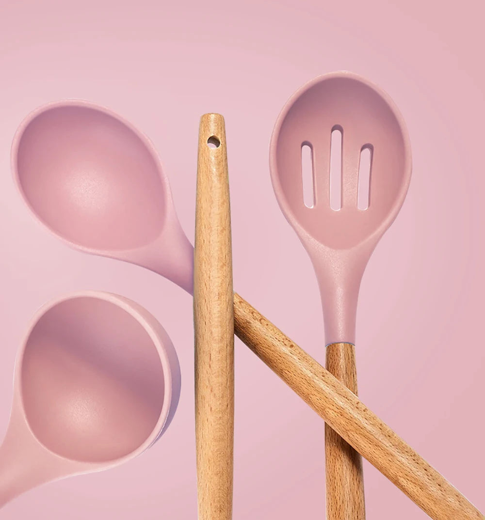12pcs Silicone Utensils Non-Stick Cookware Spatula Shovel Egg
