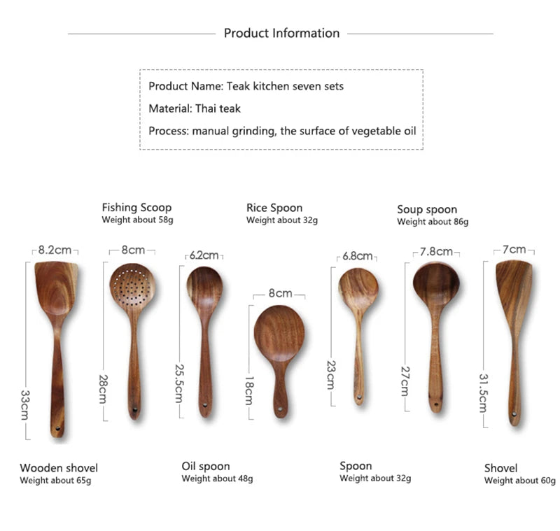 1-9pcs/Set Wooden Utensils Wooden Spoons Cooking Utensils Natural
