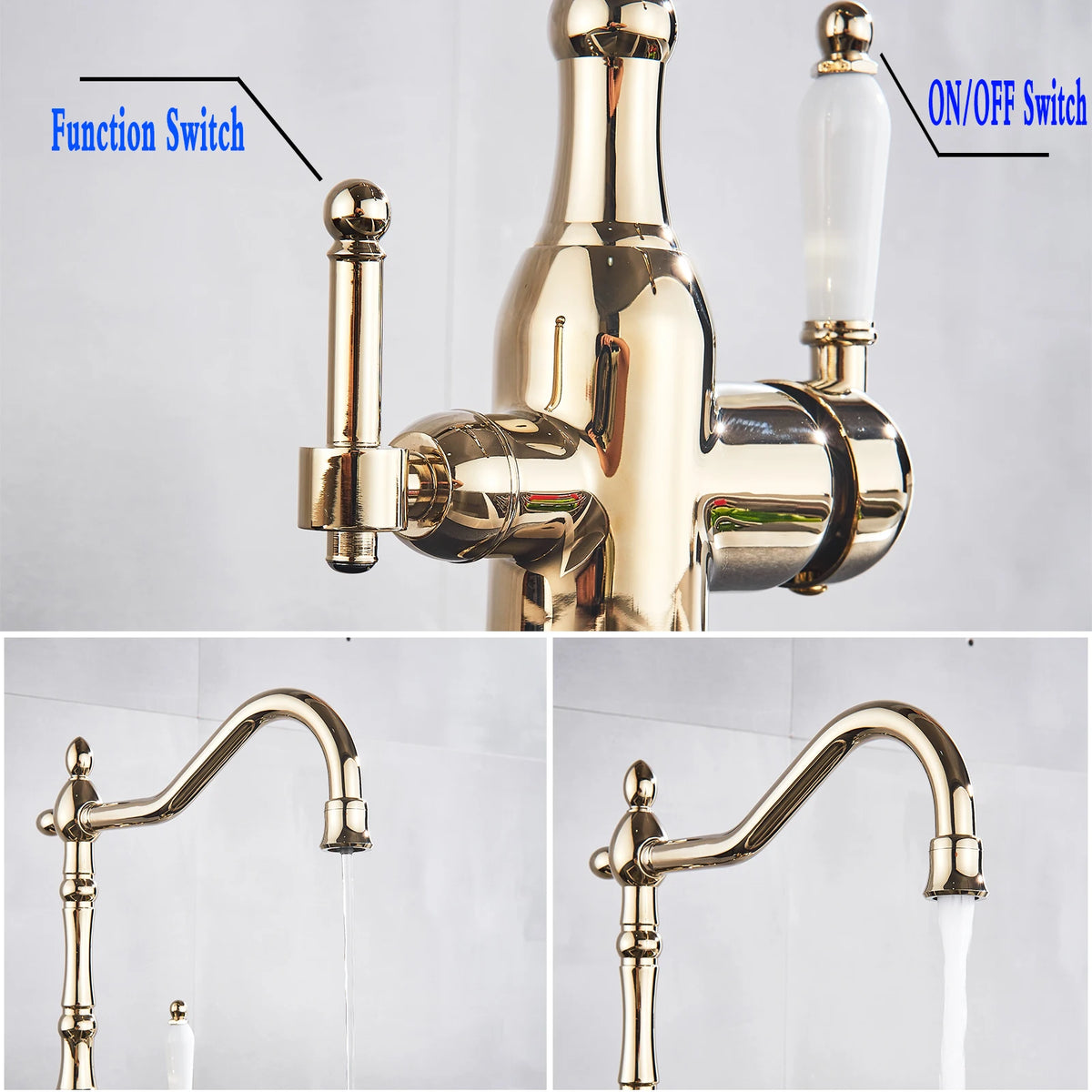 Polished Golden Filter Faucet Drinking Pure Water Tap