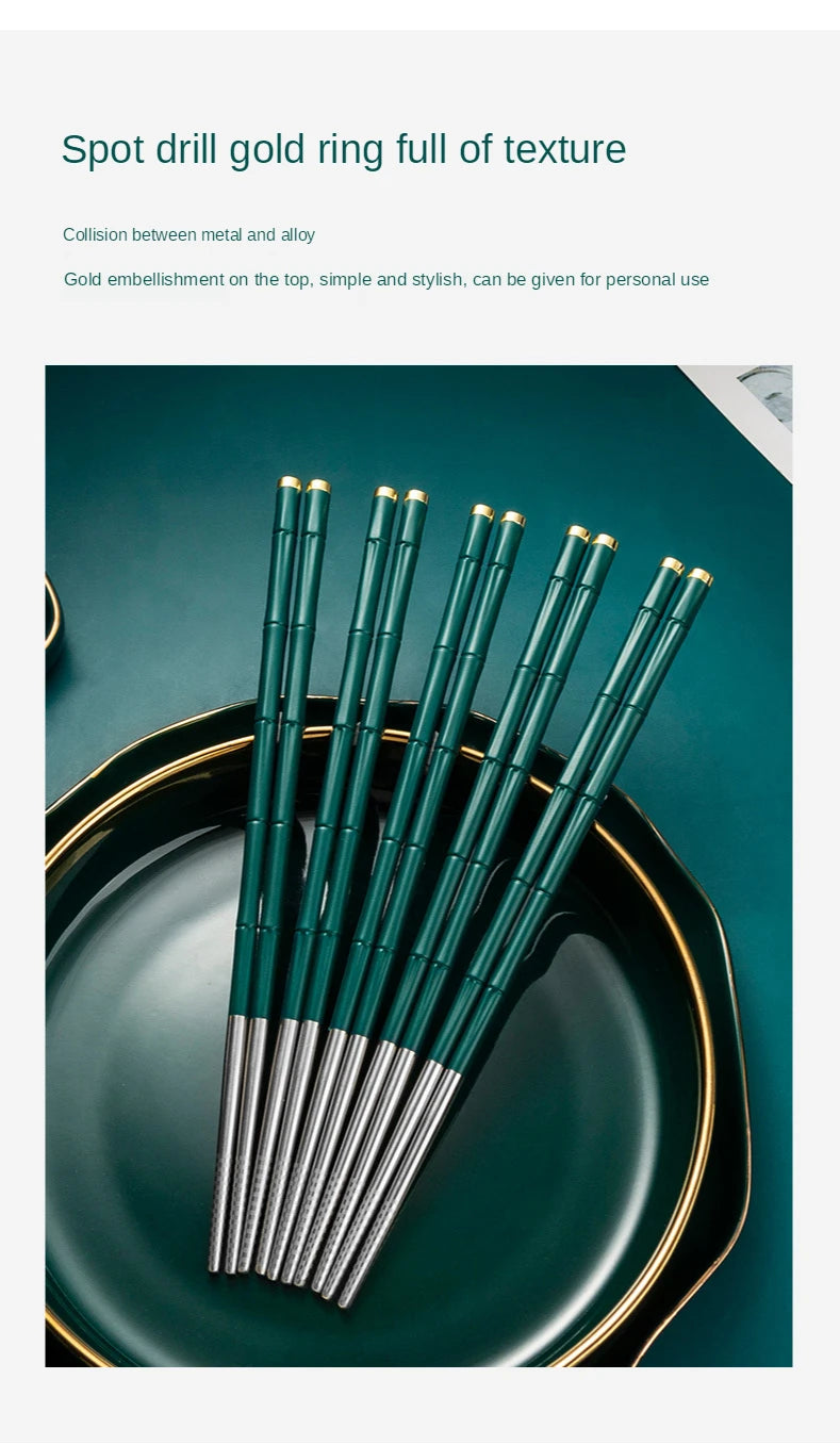 High-End Japanese Stainless Steel Chopsticks Metal Non-Slip Steel