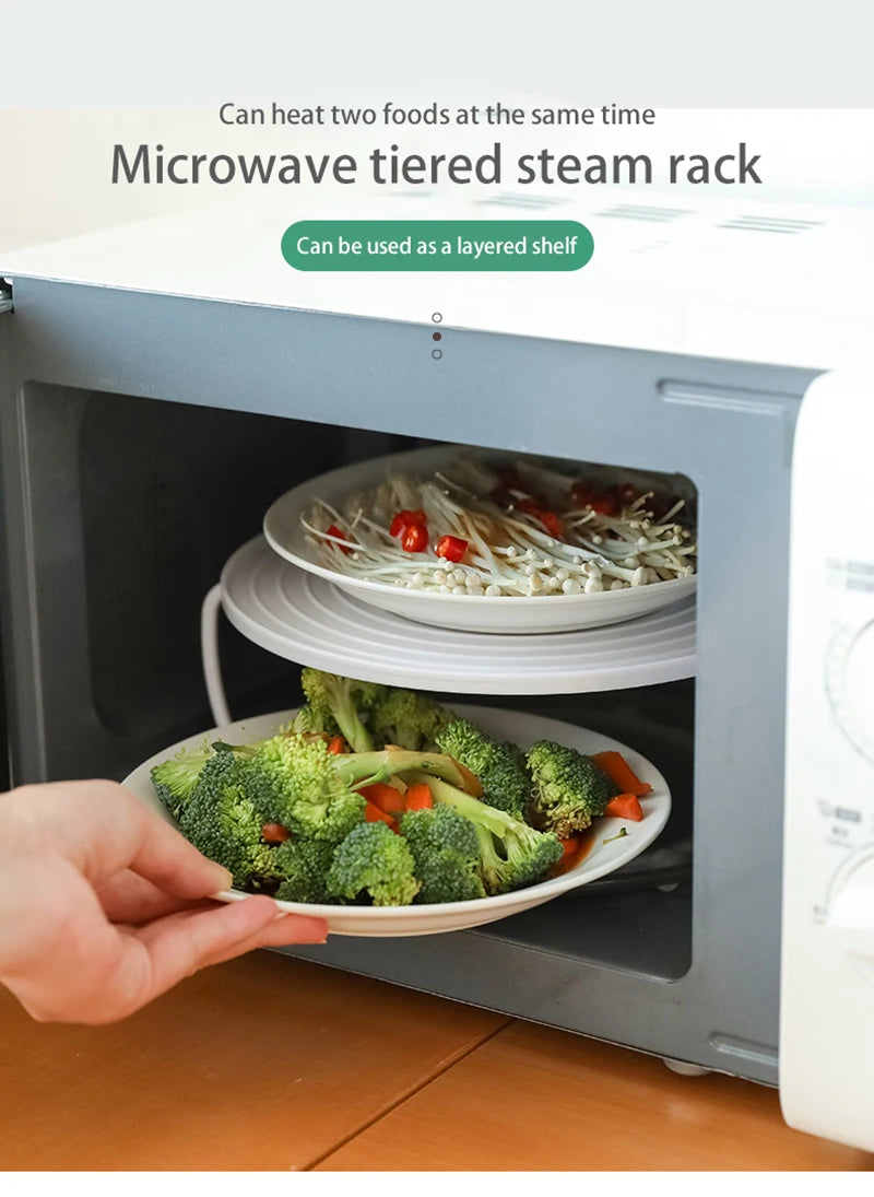 Microwave Storage Rack Meal Heating Tiered Steaming Rack