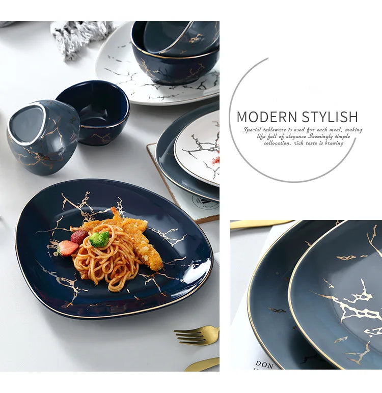 Nordic Dinner Irregular Plates Ins Gold Inlay Dinner